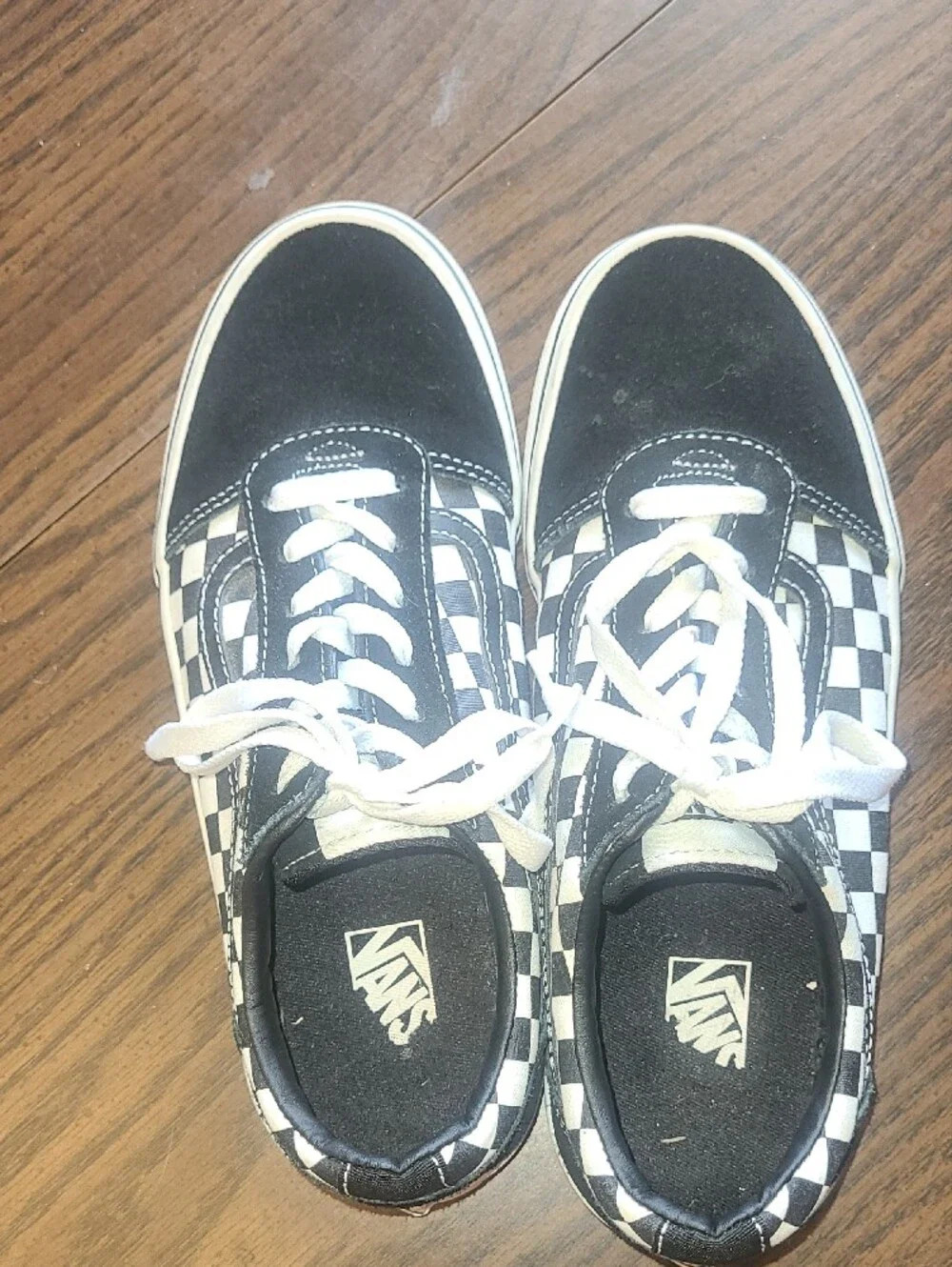 Vans Checkerboard Lace-Up Sneakers - Black & White Size Youth 6